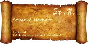 Szvatkó Norbert névjegykártya