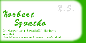 norbert szvatko business card